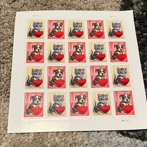 USPS 2023 Forever stamps, Love of Pets, sheet of 20 Dogs! Cats! Valentine’s Day!